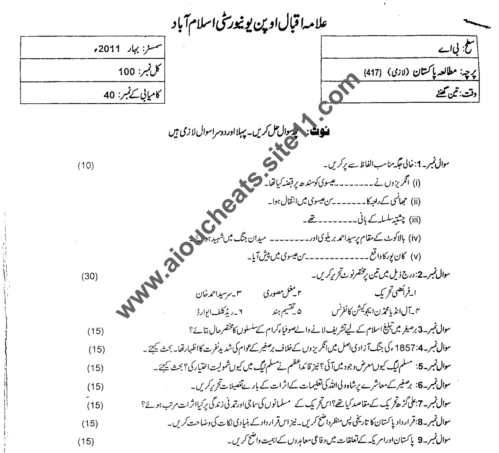 allama iqbal open university solved assignments code 417